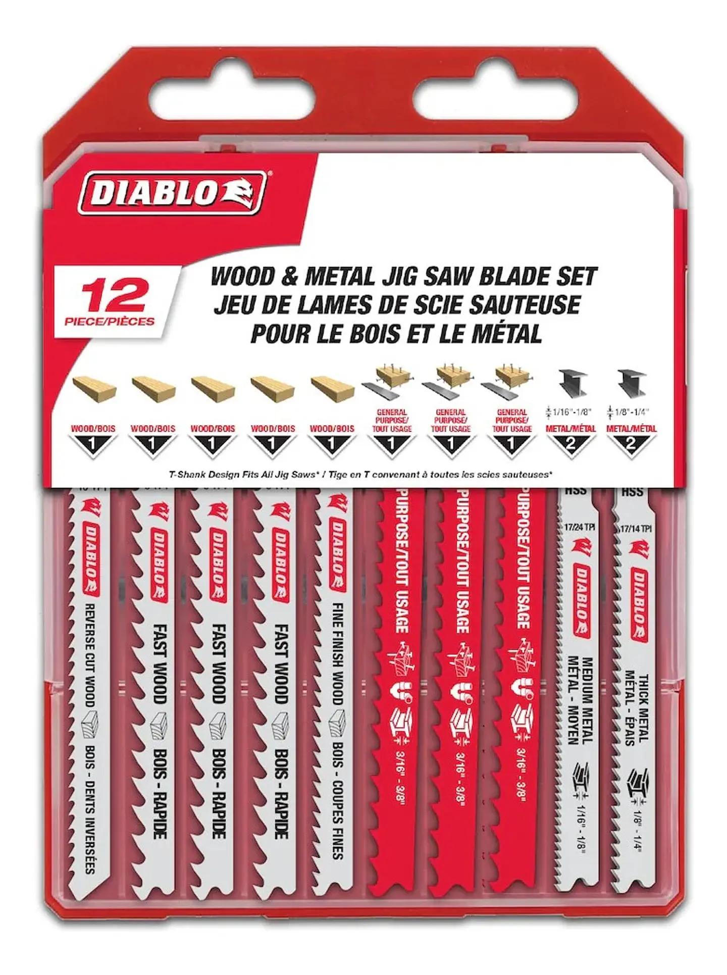 Hojas De Sierra Caladora, Vástago En T(12 Uni.) Diablo 1