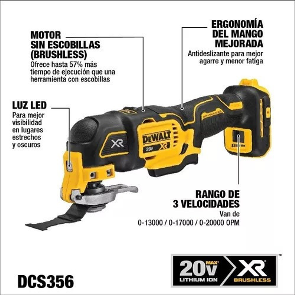Dewalt 20v Max Xr Oscilante Multiherramienta Dcs356b  2