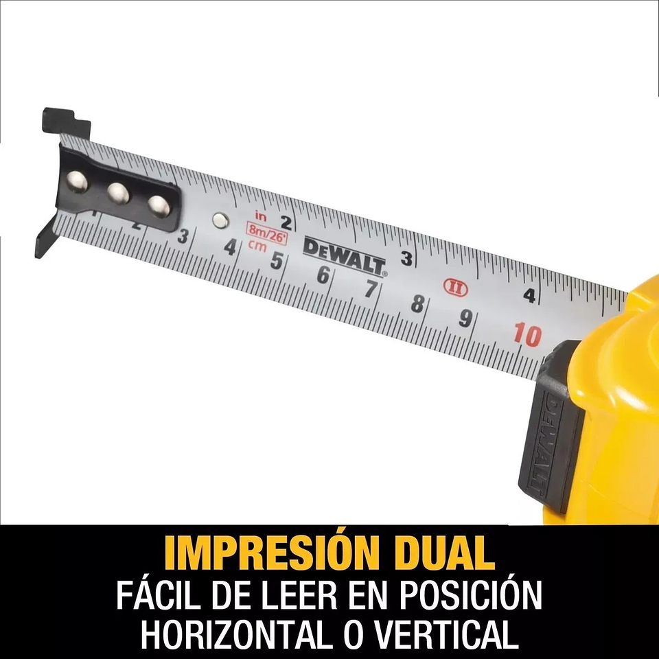 Huincha De Medir 8m/26' Diseño Compacto Dewalt DWHT34193L 3
