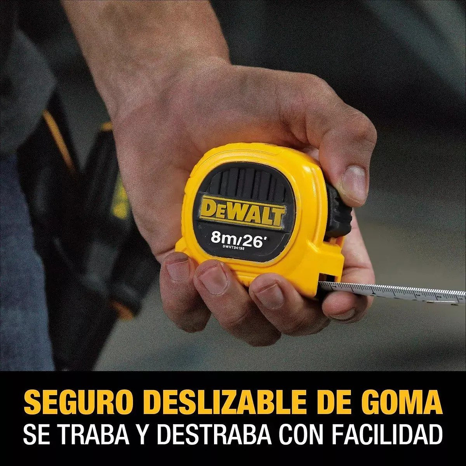 Huincha De Medir 8m/26' Diseño Compacto Dewalt DWHT34193L 5