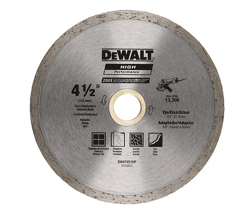 Disco Diamantado 4 1/2 Continuo 22,2mm Dw47451hp Dewalt