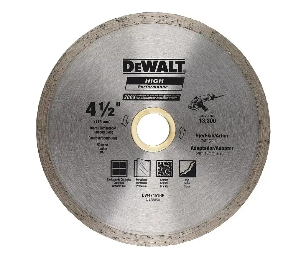 Disco Diamantado 4 1/2 Continuo 22,2mm Dw47451hp Dewalt 1