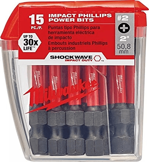Milwaukee Pack 15 Puntas 2 PuLG. Ph2 Shockwave Impact