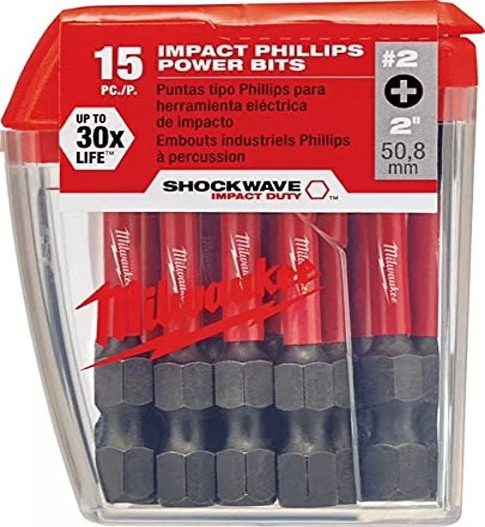 Milwaukee Pack 15 Puntas 2 PuLG. Ph2 Shockwave Impact 1