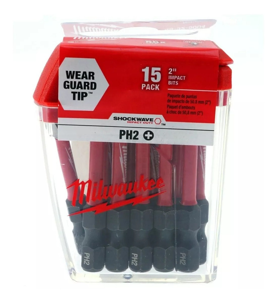 Milwaukee Pack 15 Puntas 2 PuLG. Ph2 Shockwave Impact 2