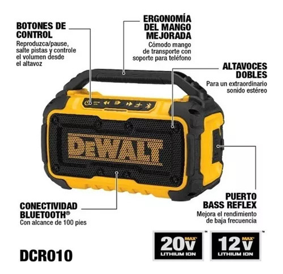 Dewalt 20v Max Altavoz Bluetooth Para Trabajo 3