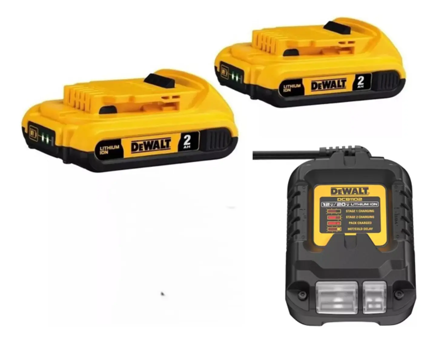 Kit Baterías 2ah + Cargador Dcb1102 20v Máx Dewalt 1