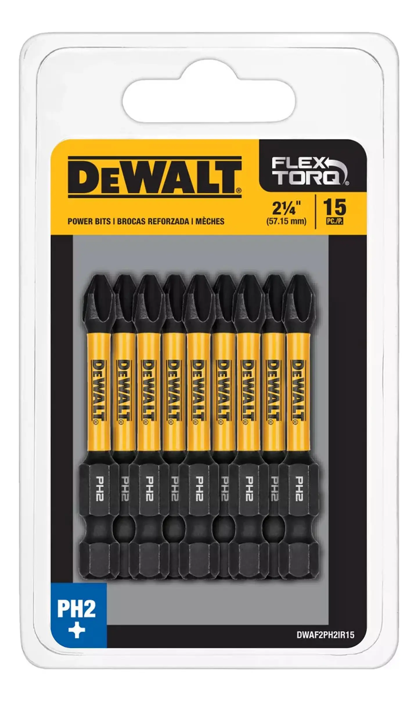 Puntas De Impacto Ph2 Flextorq Dewalt Pack 15un 2 1/4  1