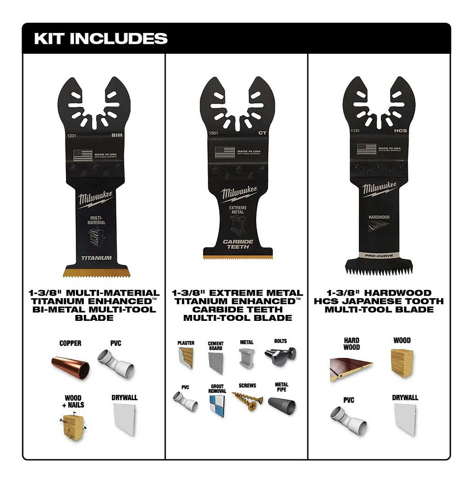 Accesorios Oscilantes Milwaukee Usa-3 Piezas 49-10-9001 3