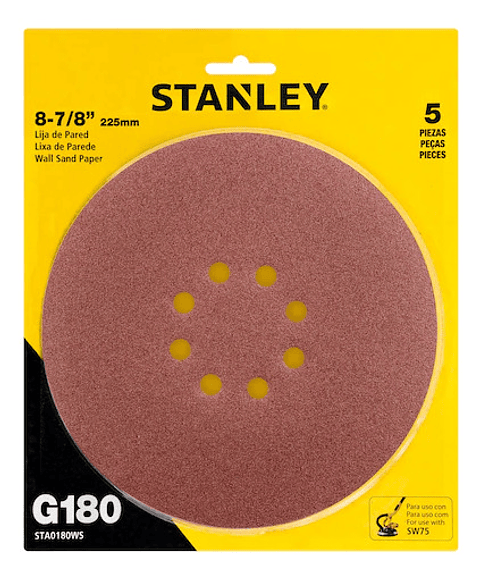 Disco Lija Velcro 225mm G 180 Set 5 Unidades Stanley