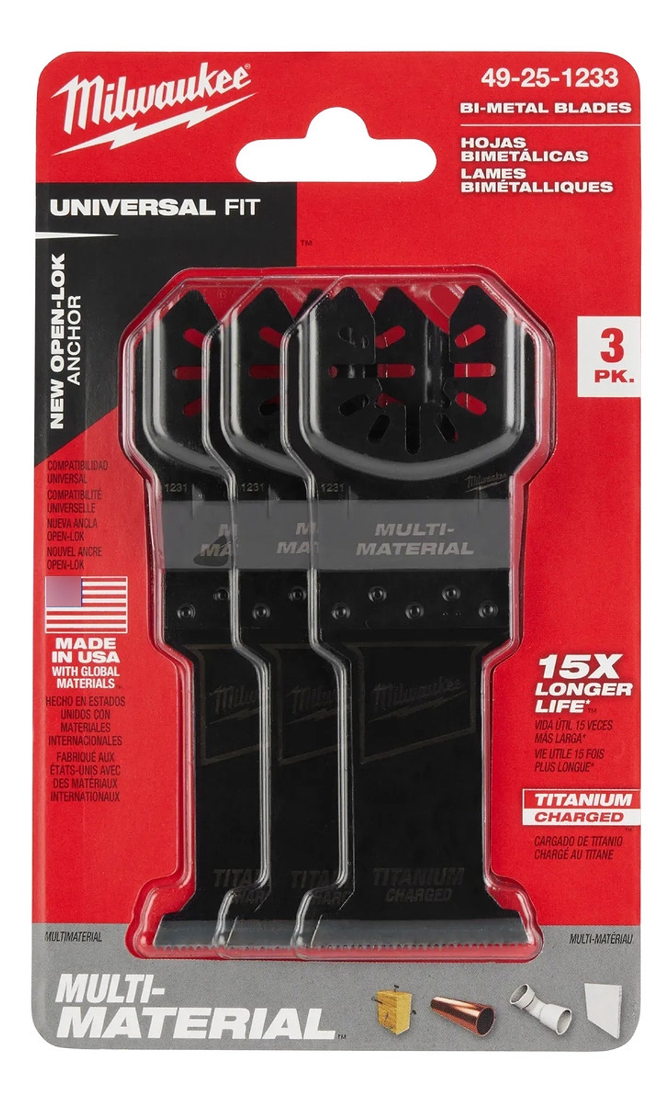 Accesorios Oscilantes Milwaukee Usa- 3 Pzs 49-25-1233 1