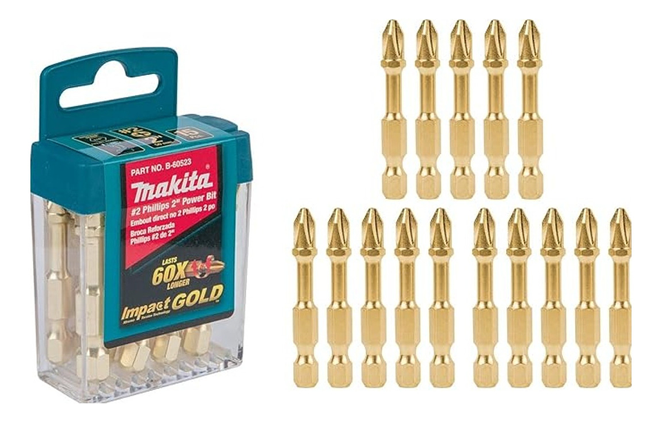 Puntas Phillips 2 De Impacto Gold Makita Pack 15 Pcs 3