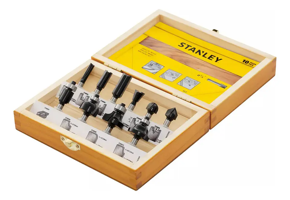 Set 10 Fresas Vástago 1/4 Stanley Sta80000 1
