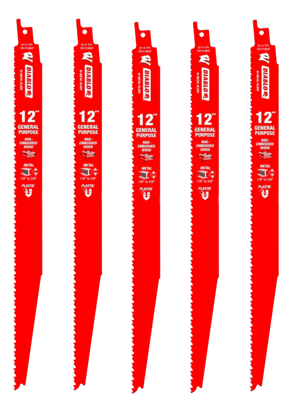 Hoja Sierra Sable Demolición 12 Pulgadas 5 Unid Diablo 2