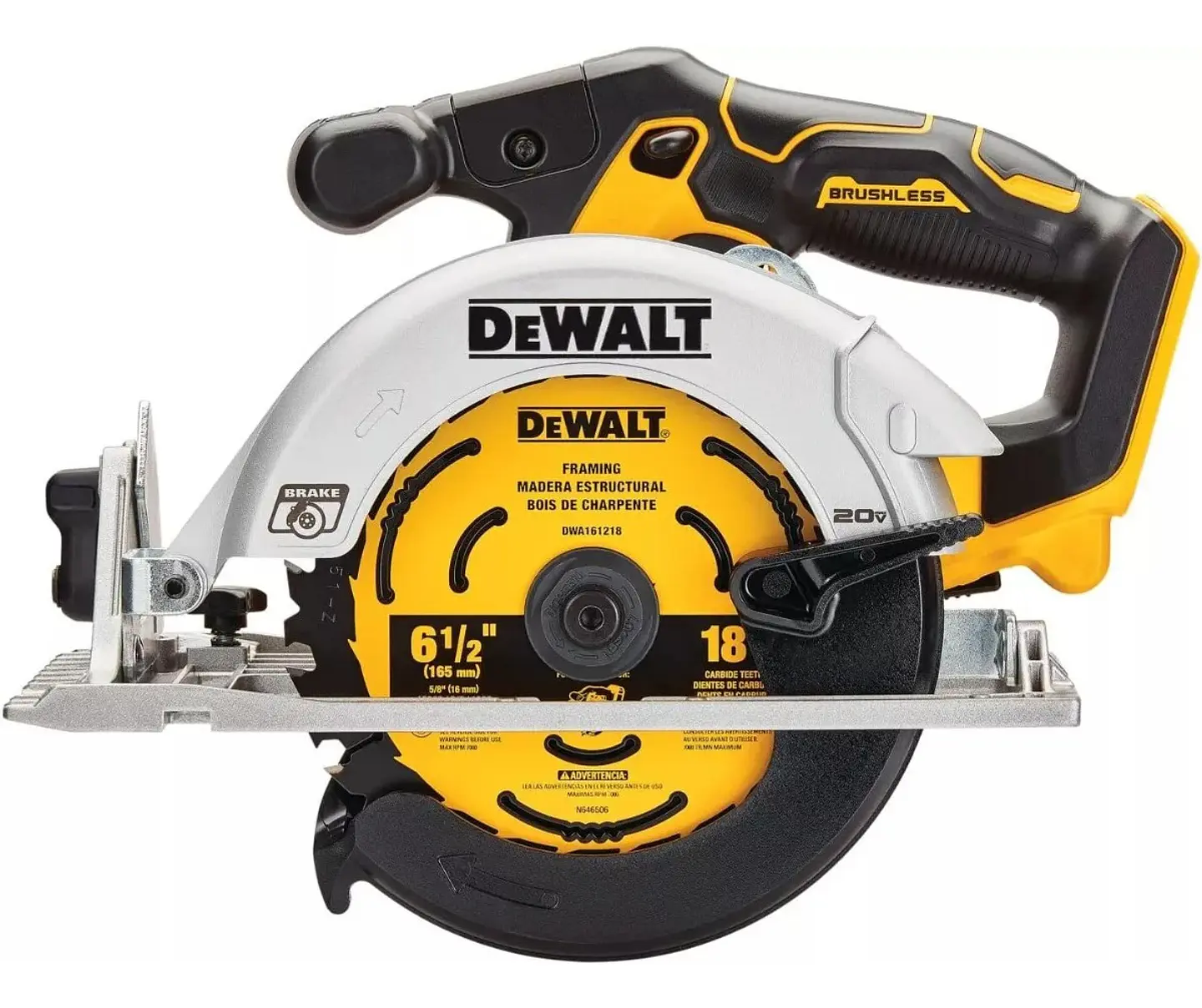 Sierra Circular 6 1/2 Dewalt Dcs566b 20 Voltios Max  1