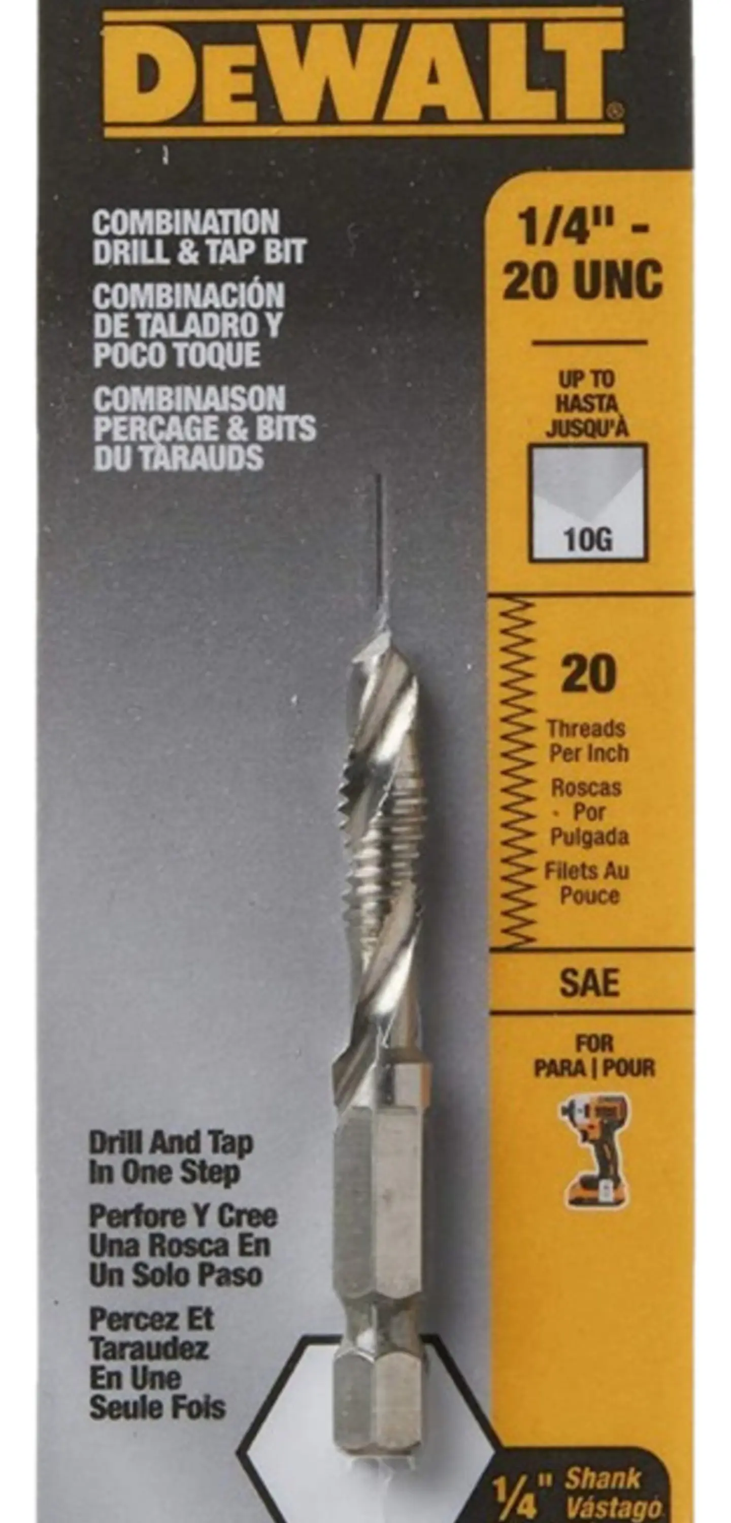 Broca Macho De Impacto 1/4 Pulgadas Dewalt Dwadtqtr1420 1