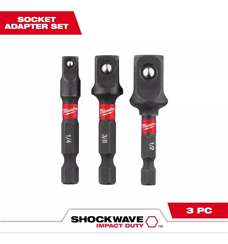 Set 3 Adaptadores Para Dados Milwaukee Shockwave 3