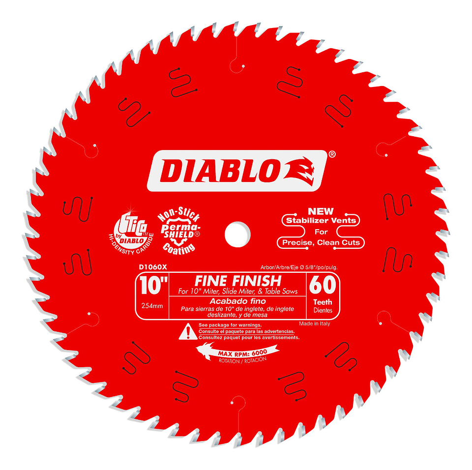 Disco Sierra Diablo 10'' 60 Dientes Corte Fino 1