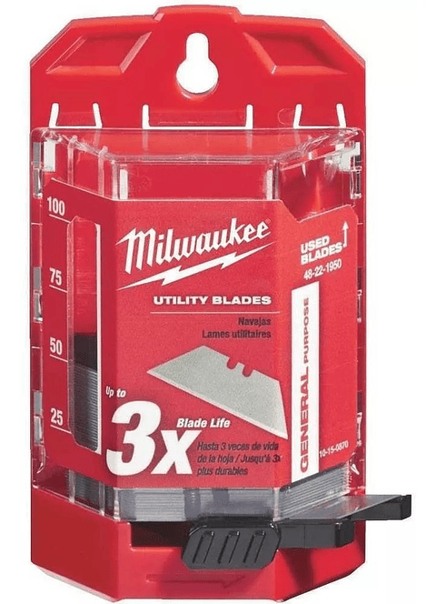 Milwaukee - Cuchillas Cartonero 50 Hojas + Dispensador -