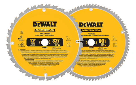 Discos Sierra 12 Pulgadas Dewalt Pack 32 Y 80 Dientes