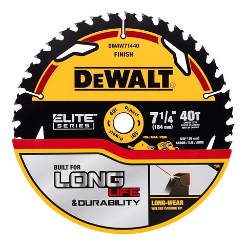 Disco Sierra Circular, 7 1/4 Pulgadas 40 Dientes Dewalt