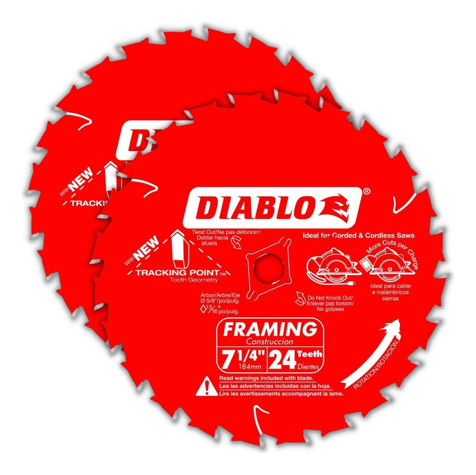 Disco Sierra Circular 7 1/4 Diablo 24 Fino, Pack 2 1