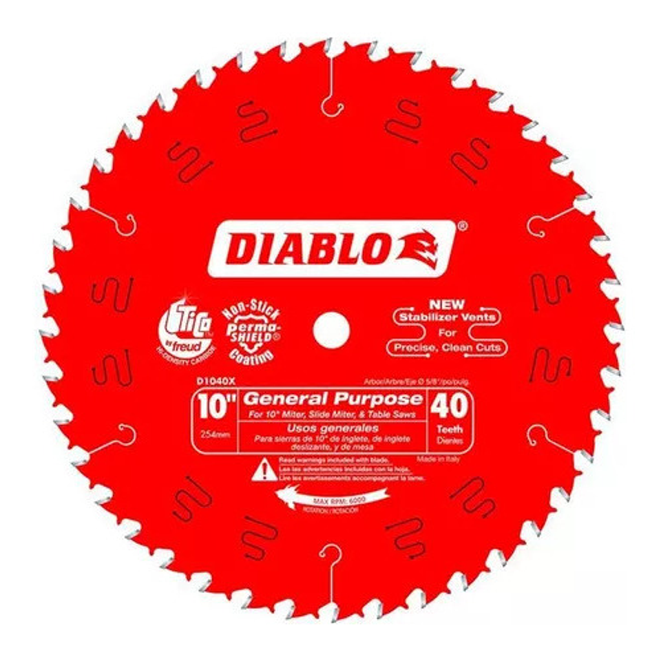 Disco Sierra Diablo 10 PuLG 40 Dientes Rojo 1