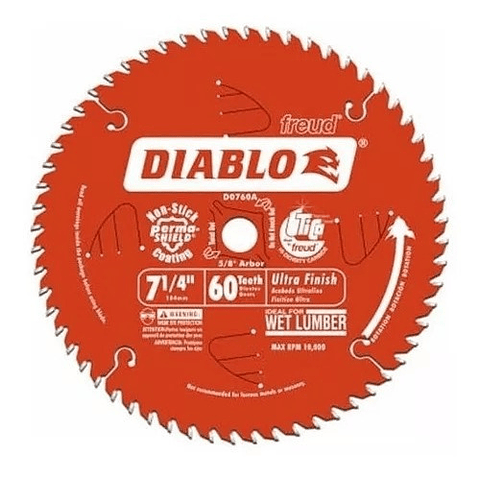 Disco Sierra Diablo 7 - 1/4'' 60 Dientes Corte Fino 