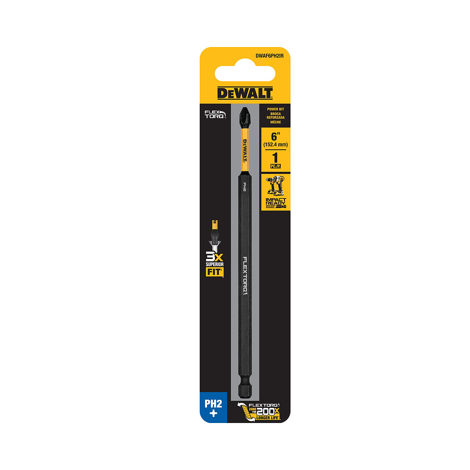 Puntas De Impacto Ph2 Flextorq Dewalt Pack 5 Un. 6 DWAF6PH2IR 6