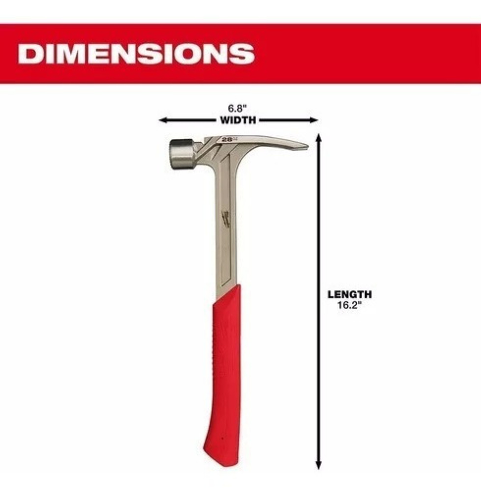Martillo Carpintero Milwaukee 28 Onzas Cara Fresada  4