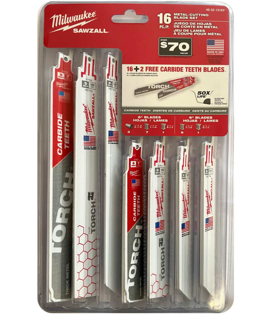 Set Hojas De Sierra Sable 18 Pcs. Demolición Milwaukee  1