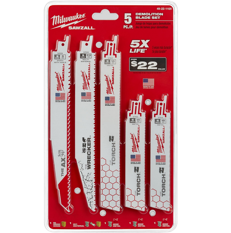 Set Hojas De Sierra Sable 5 Pcs. Demolición Milwaukee 1