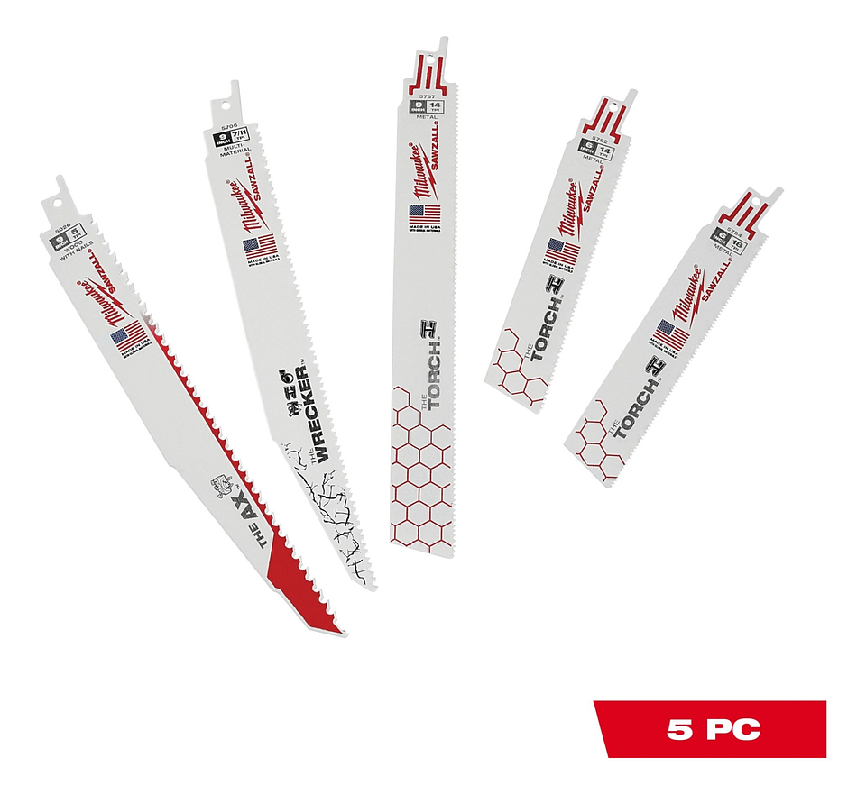 Set Hojas De Sierra Sable 5 Pcs. Demolición Milwaukee 2