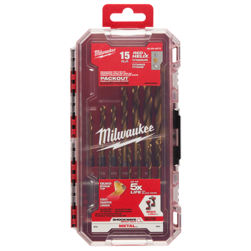 Brocas Titanio de Impacto 15 PCS MILWAUKEE 48-89-4670 2