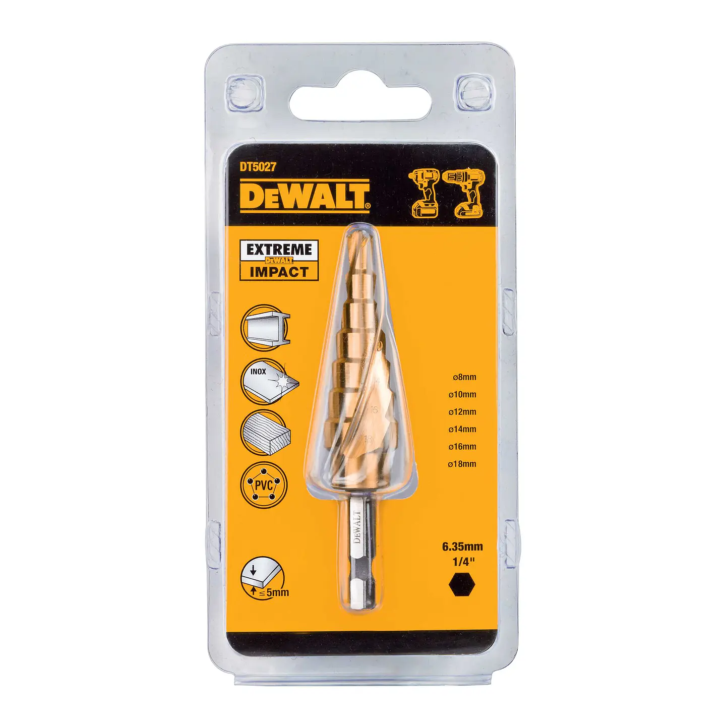 Broca Escalonada 8-10-12-14-16-18mm 1/4 Dewalt DT5027-QZ 4
