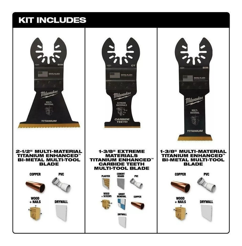 Milwaukee - Accesorios Oscilantes De 3 Piezas Usa 3