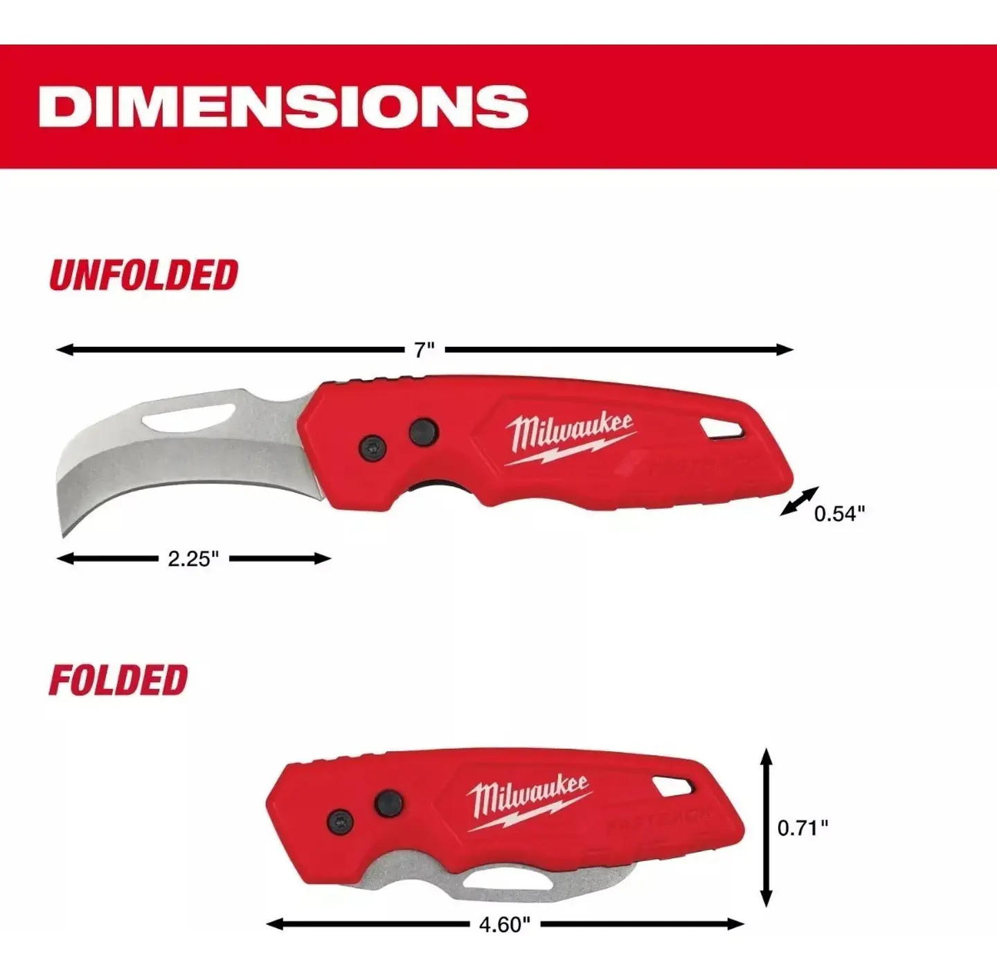 Milwaukee Cuchillo Plegable Fastback Hoja Curva 5