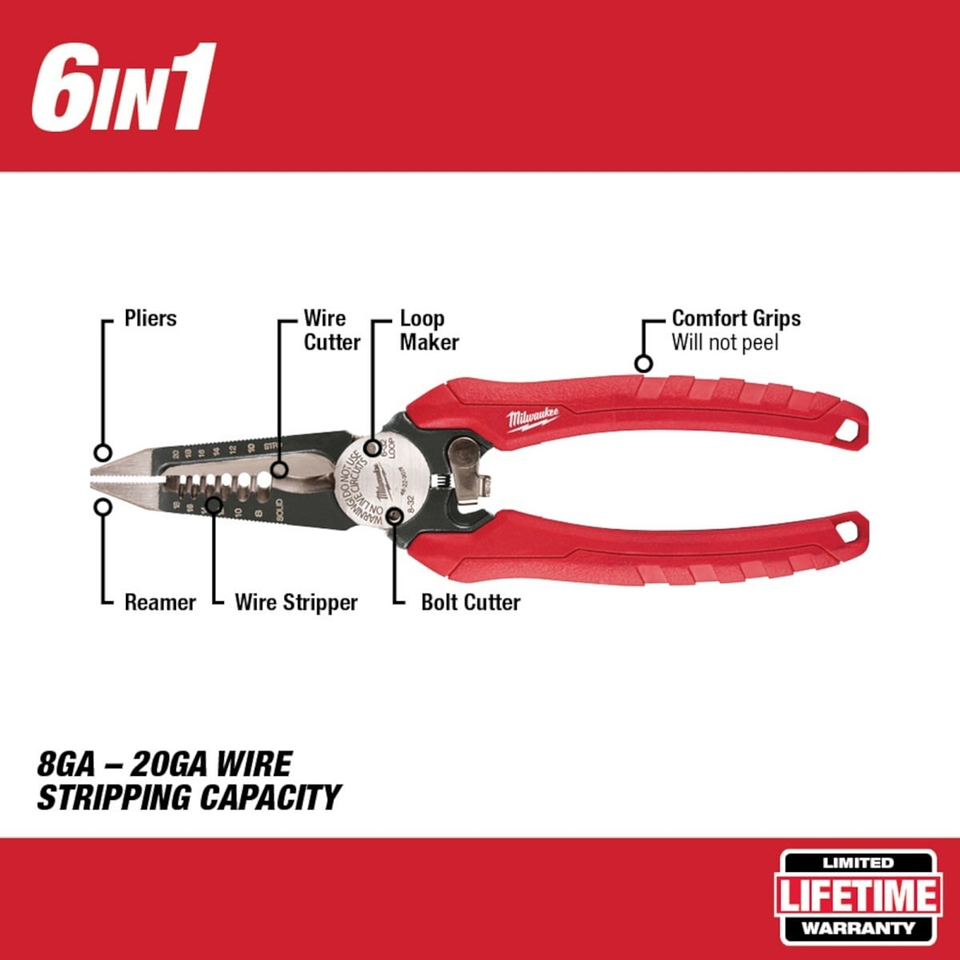 Milwaukee Alicate Pela Cable 6 En 1 Electrcista  4