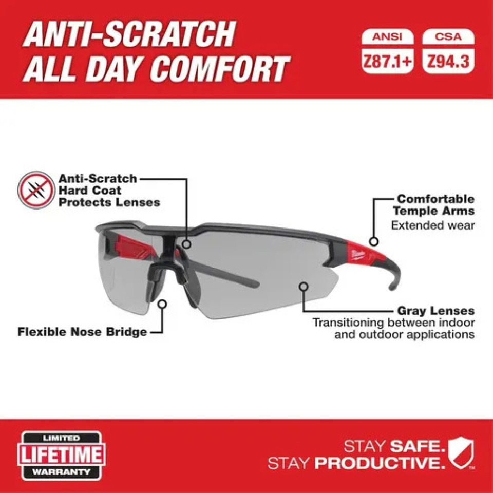 Lentes De Seguridad Grises Antirayas Milwaukee 4