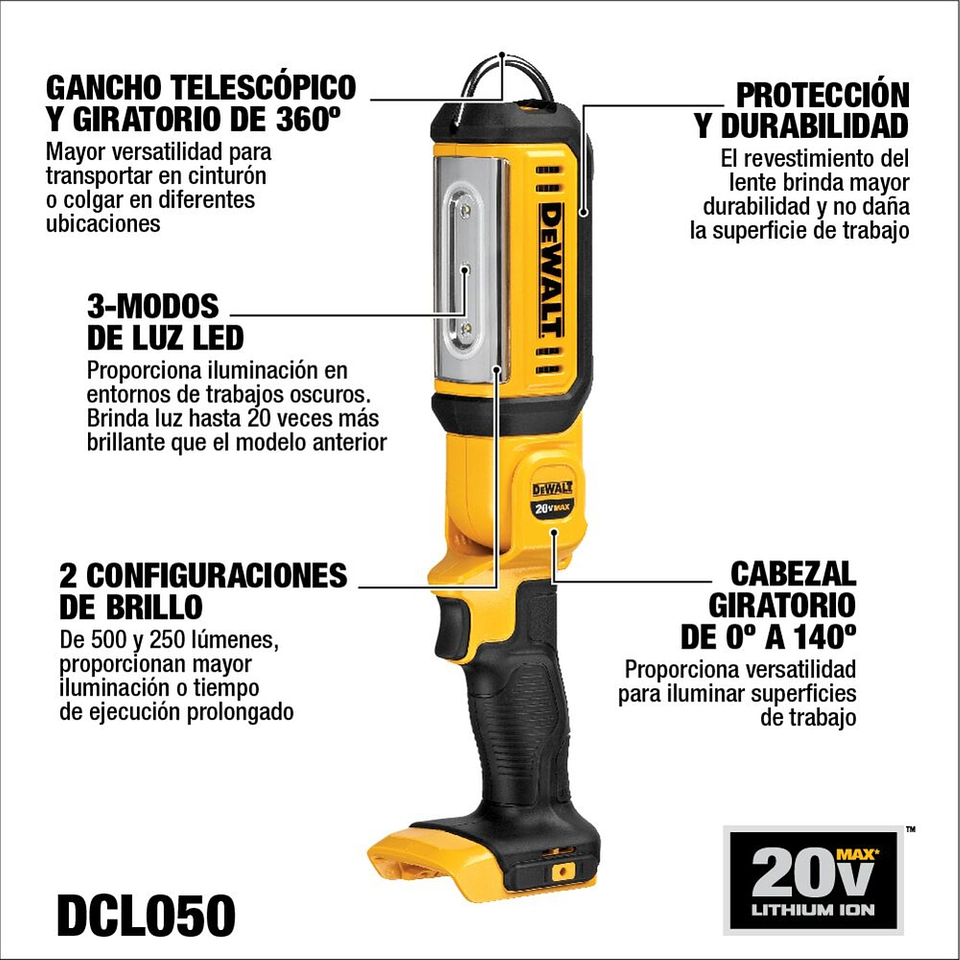 Foco Led Portátil Para Trabajo 20v Sin Batería Dcl050 4