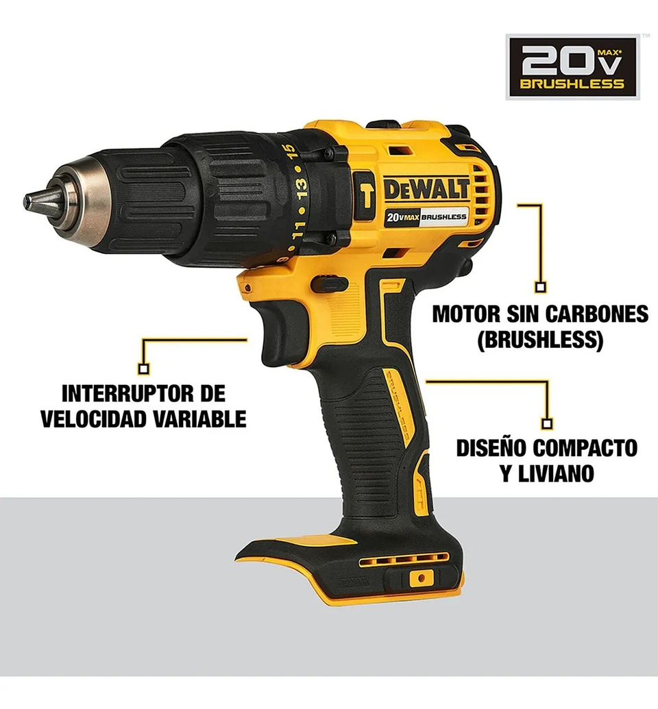 Taladro Percutor Brushless 1/2 20v Dewalt DCD778B 3