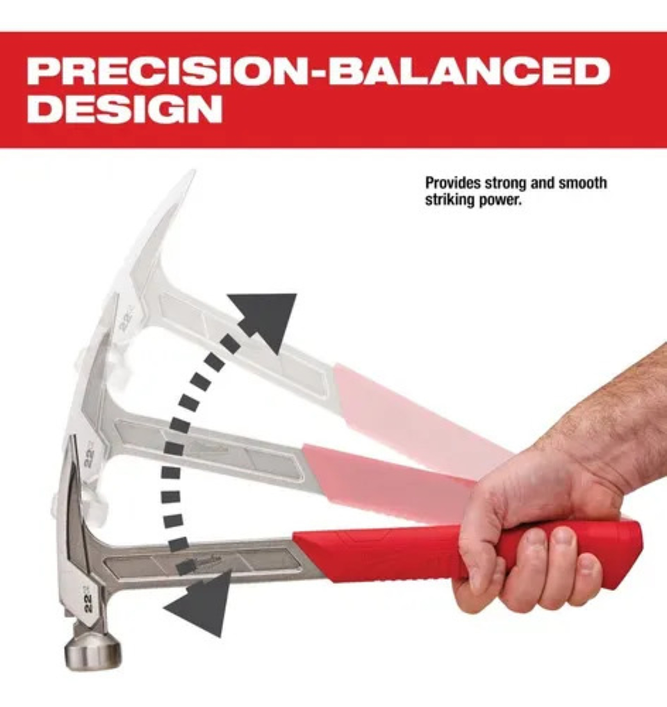 Martillo De 22 Onzas Cara Lisa Mango Shockshield  Milwaukee  4