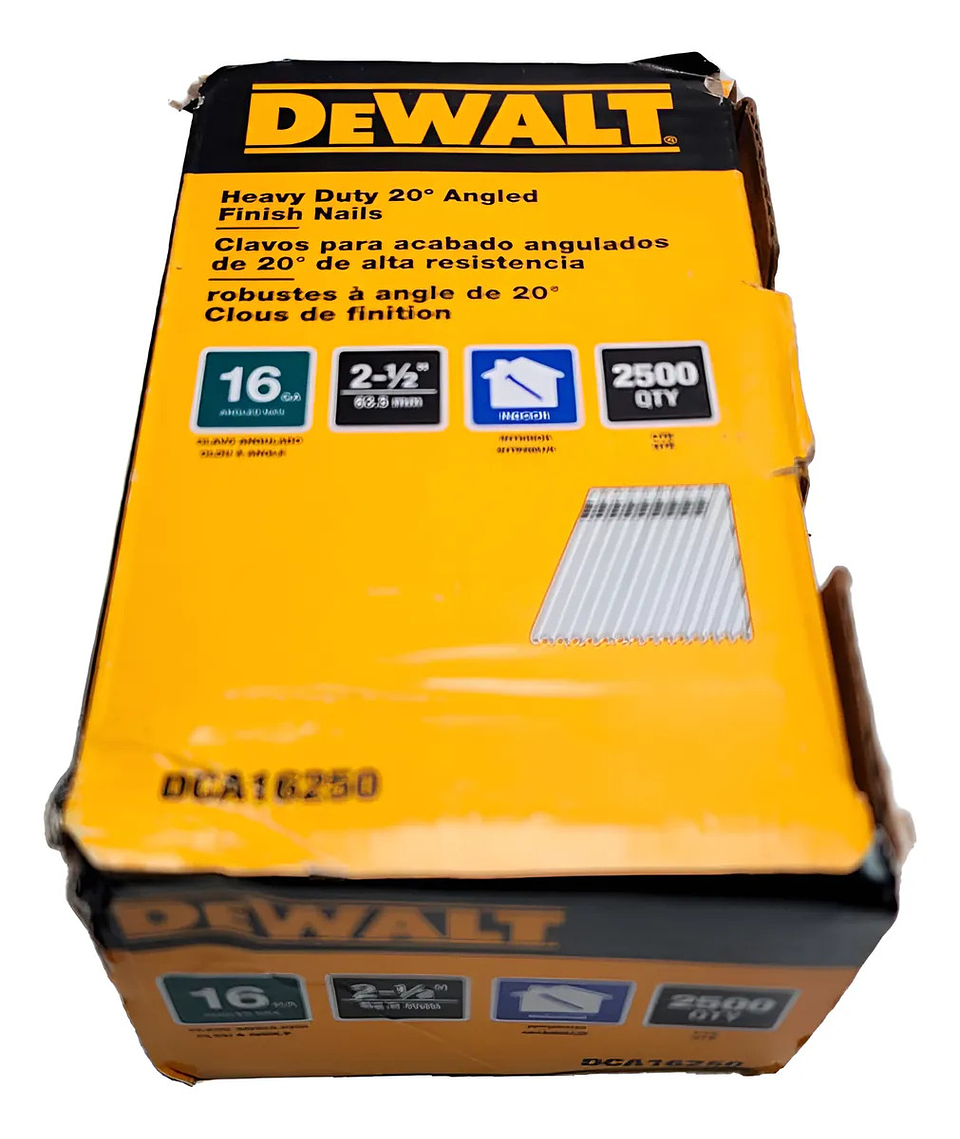Caja de 2500 Clavos Reforzados 2-1/2 16ga Dewalt DCA16250 2