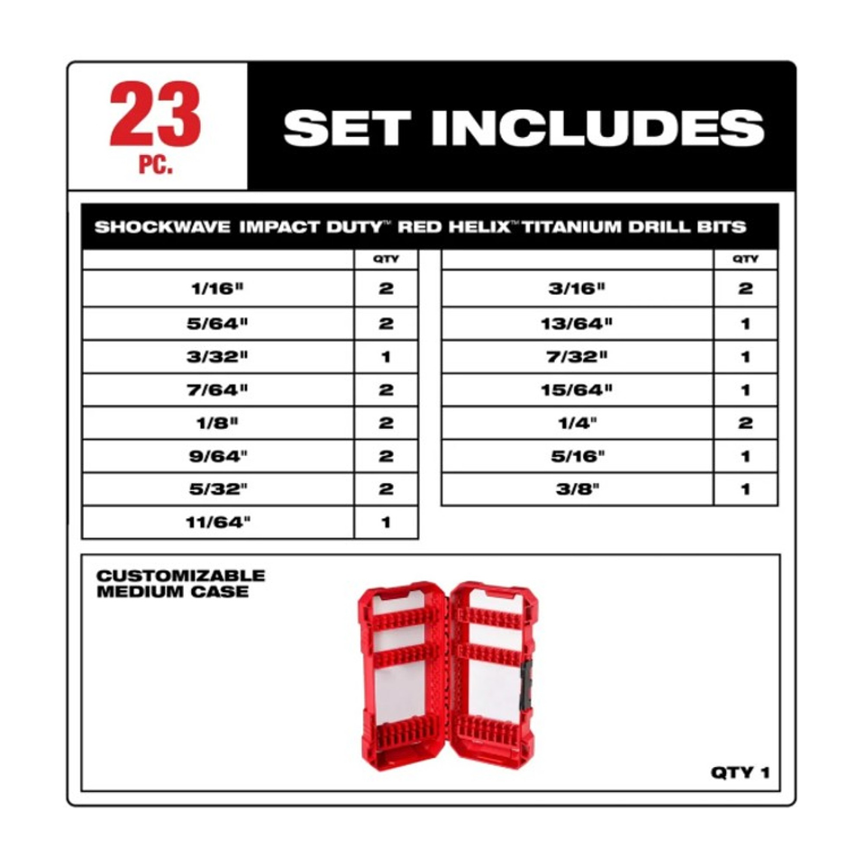 Brocas De Titanio Shockwave 23 Piezas Milwaukee 48-89-4631 4