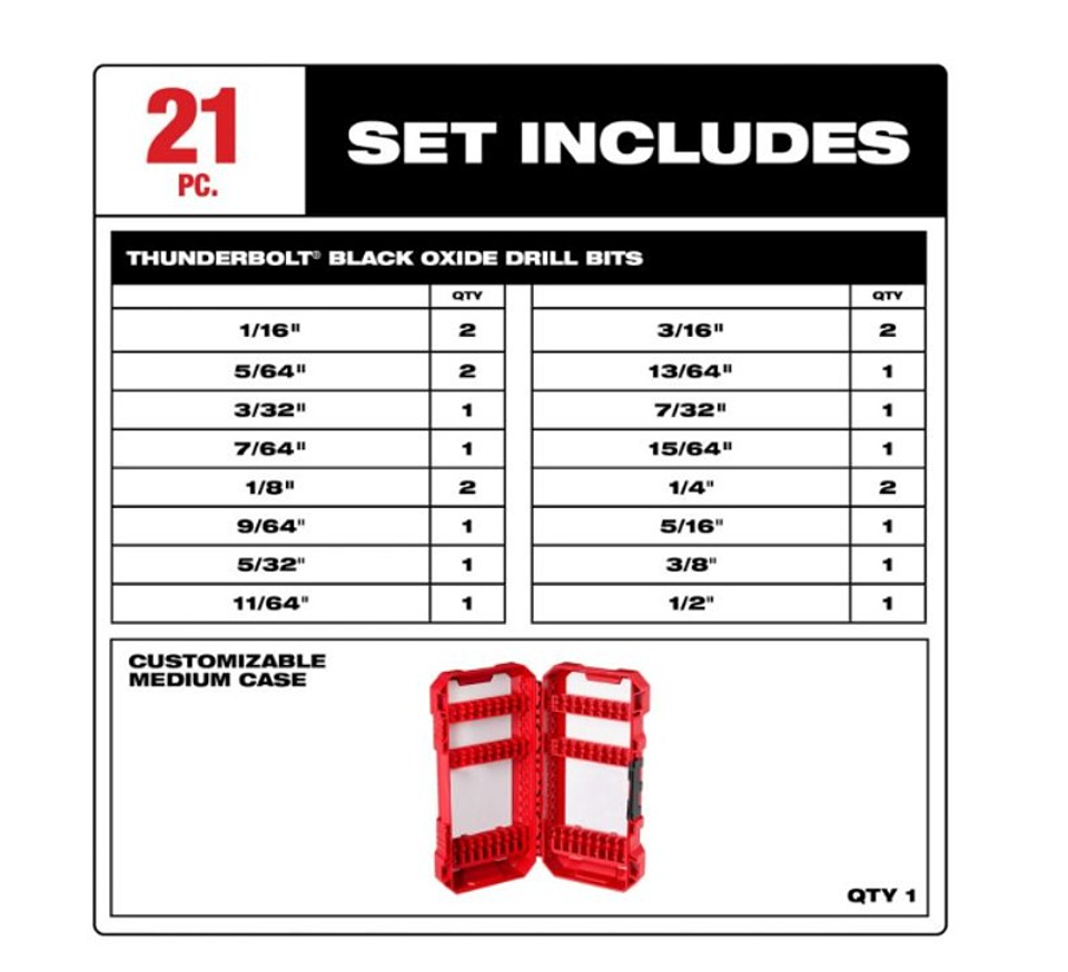 Set de Brocas Thunderbolt Black Oxide Milwaukee 48-89-2801 4