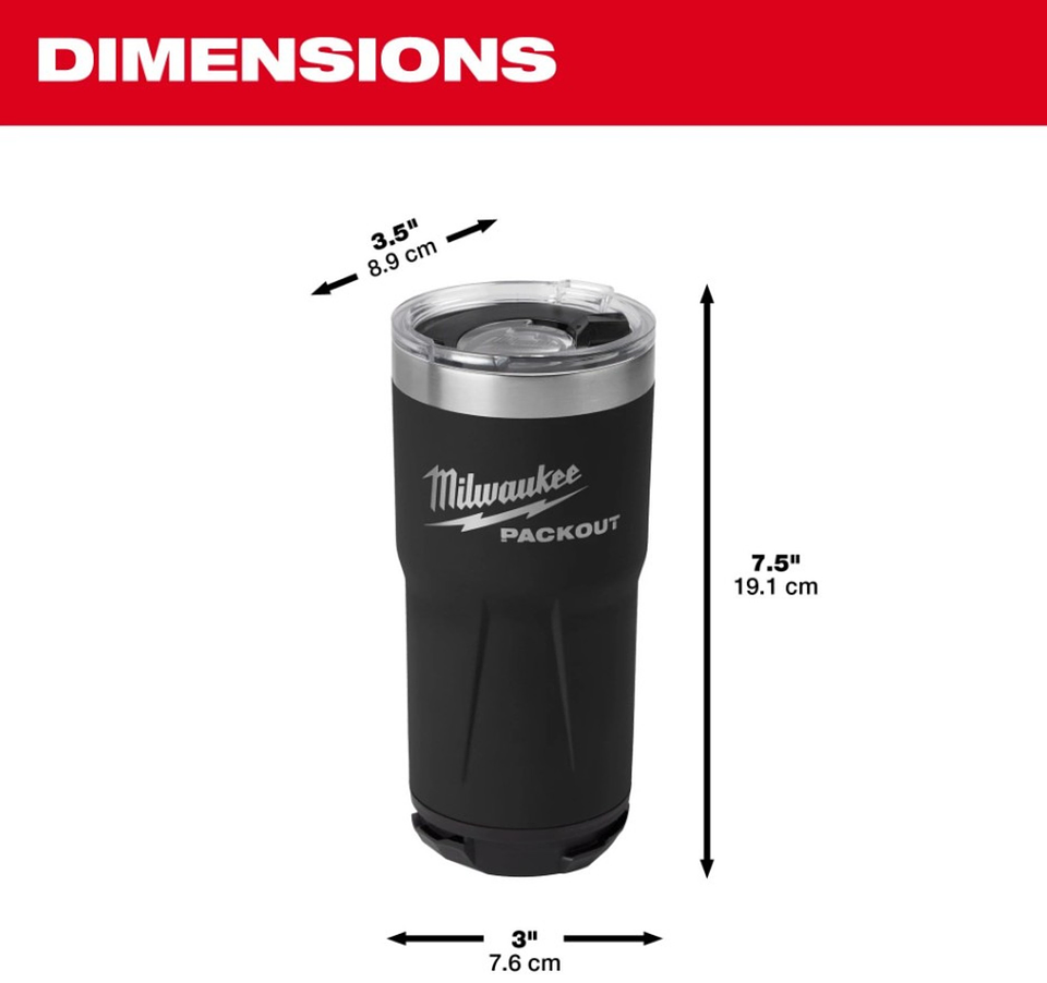 Termo Vaso Packout 591 ml Negro Milwaukee 48-22-8392B 4