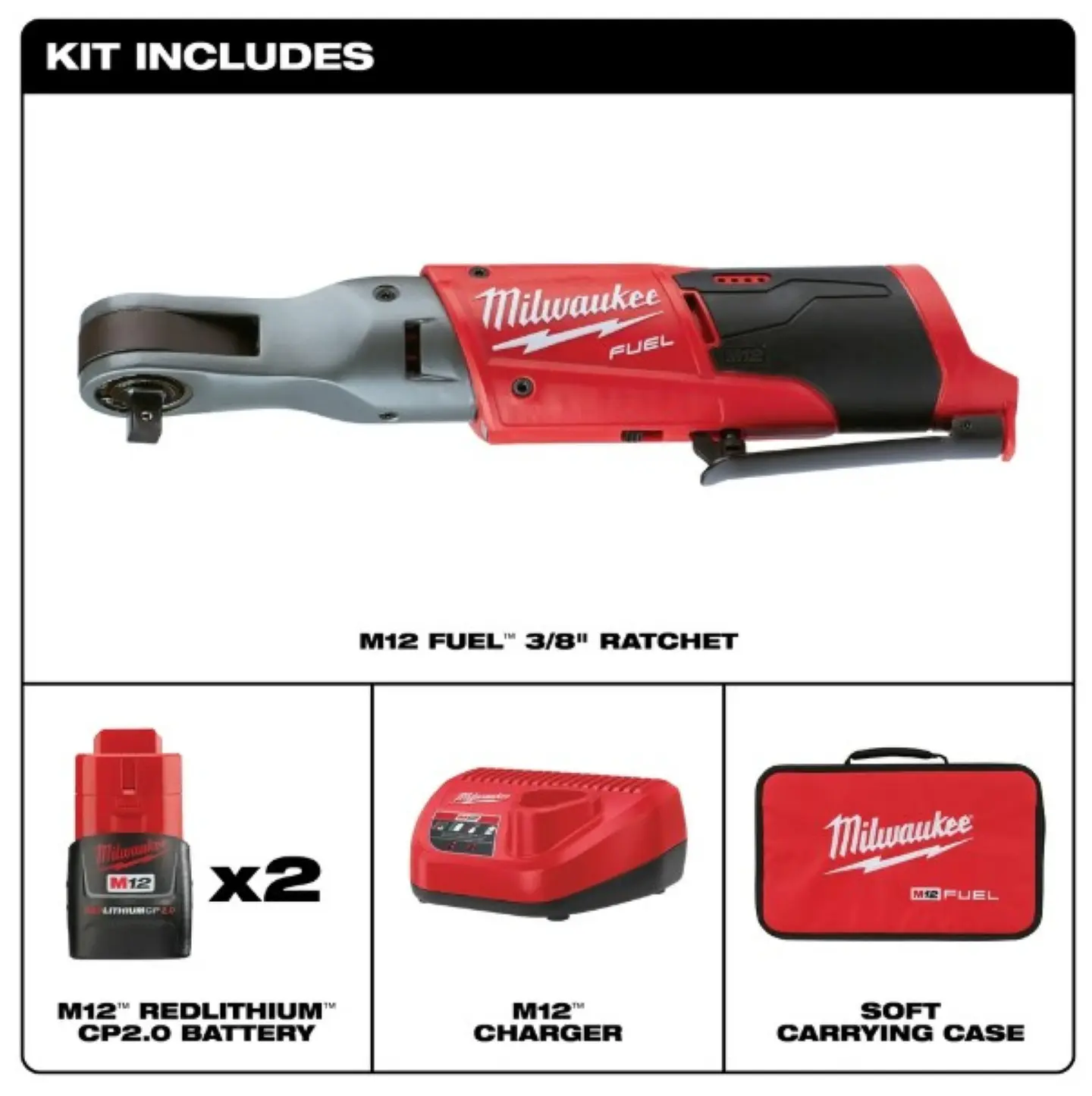 Trinquete Inalámbrico M12 FUEL™ de 3/8 Milwaukee 2557-22 2