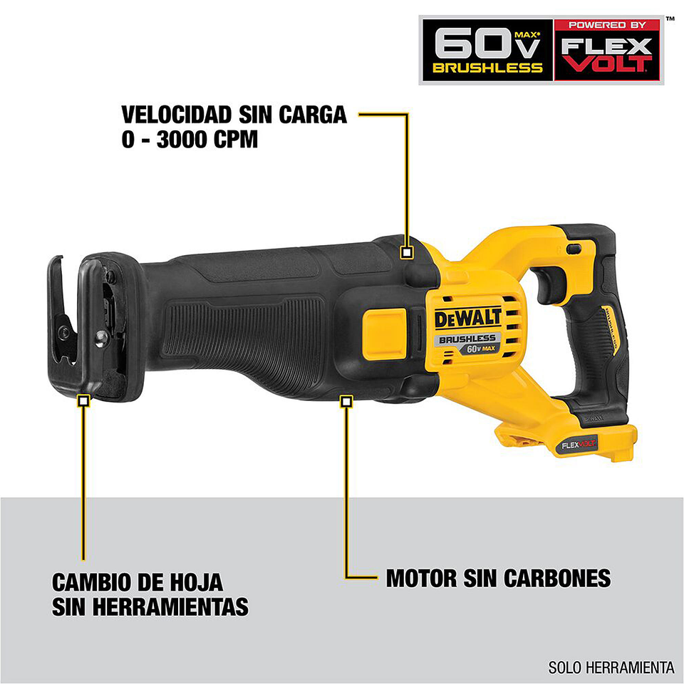 Kit Sierra Sable Reciproca 1-1/8 60V Dewalt DCS389T2-B2 4
