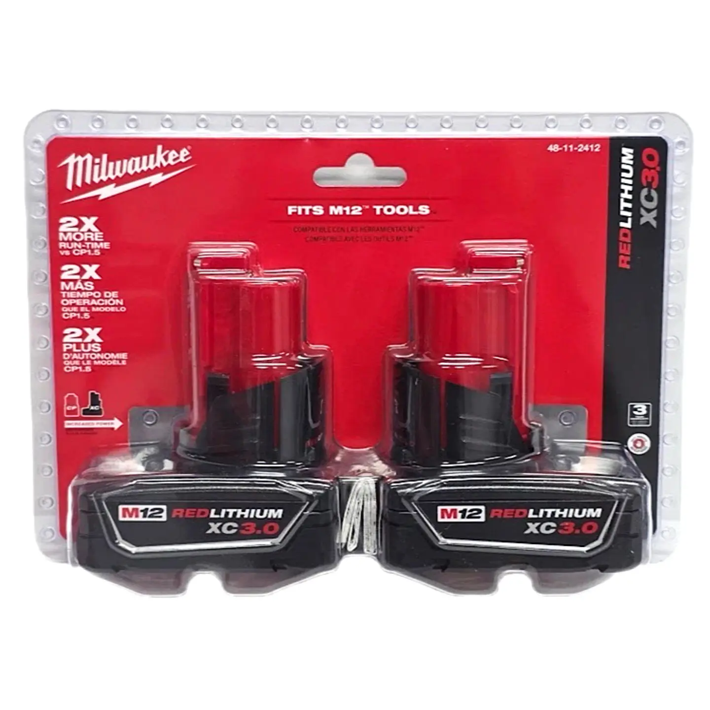 Pack de batería M12 12v 3 Ah. 48-11-2412 Milwaukee 2