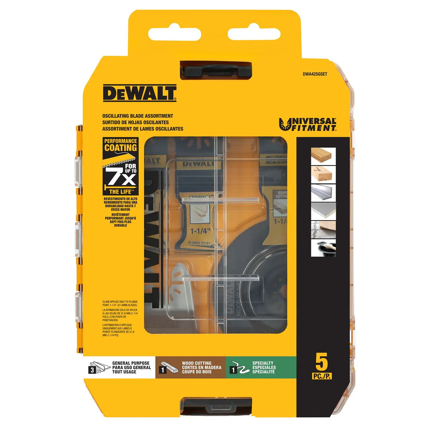 Set 5 piezas oscilante multiuso Dewalt DWA425GSET  1